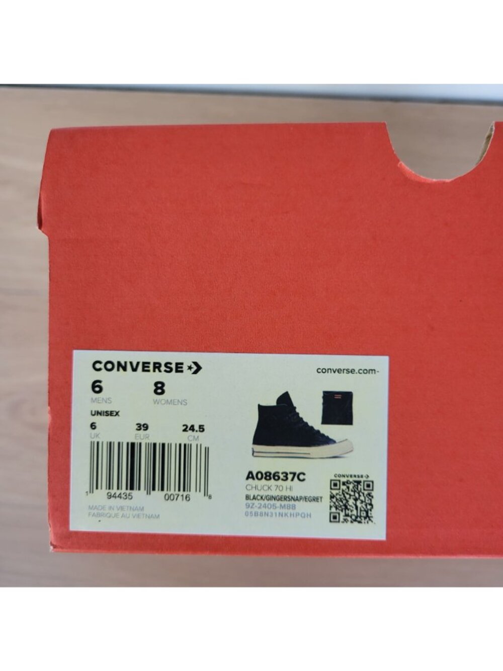⭐Converse Chuck 70 Hi Sz 8 Women's Shoes Leather Premium Sneakers Black A08637C⭐ - Picture 8 of 13